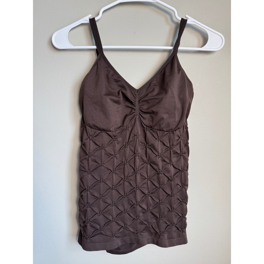 Women's Brown Smocked Diamond Texture Cami Tank‎ Top Whimsigoth Fairy Grunge OS